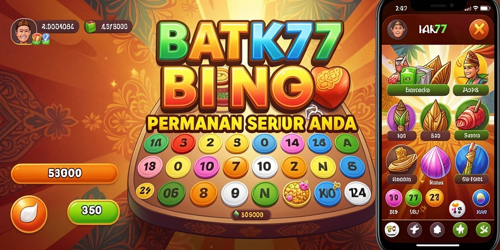 Tampilan gameplay seru dari game Bingo BATIK77, penuh warna dan semangat.