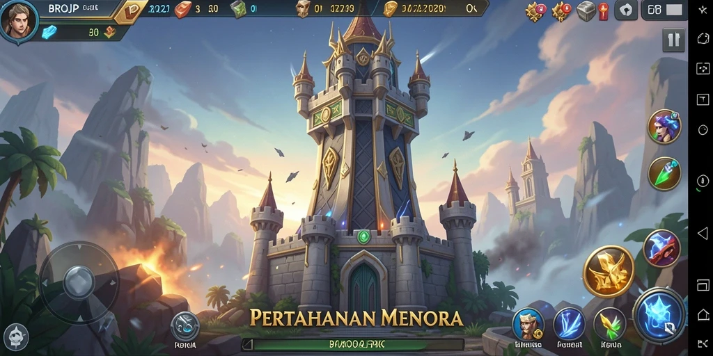 Tampilan gameplay menara pertahanan yang mendebarkan di BROJP.