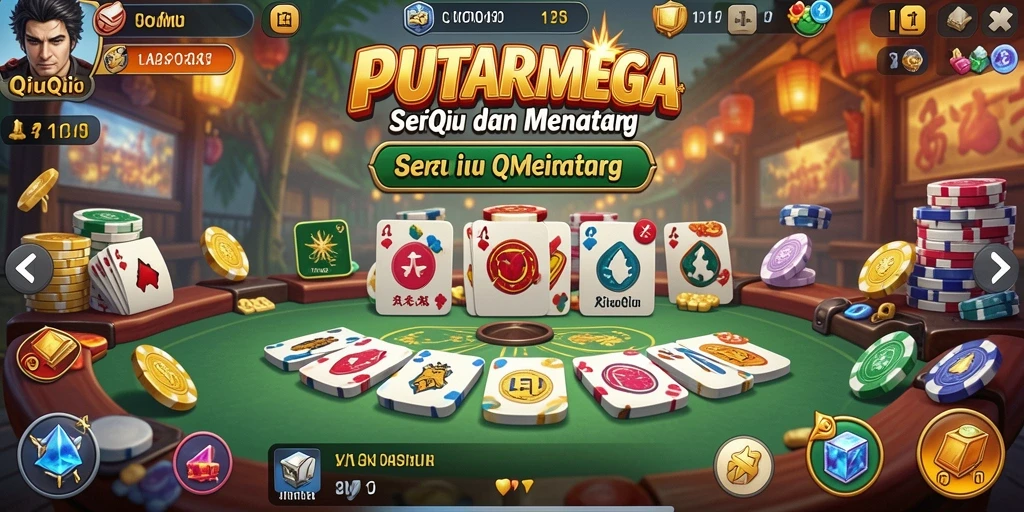 Screenshot gameplay PUTARMEGA dengan aksi kartu yang seru.