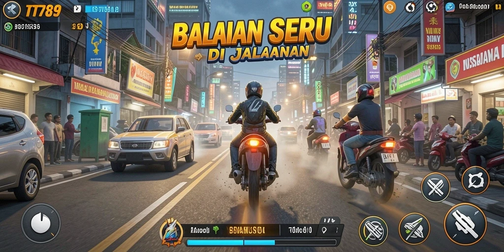 Tampilan gameplay balap seru di TT789 dengan mobil kustom dan lintasan menantang.