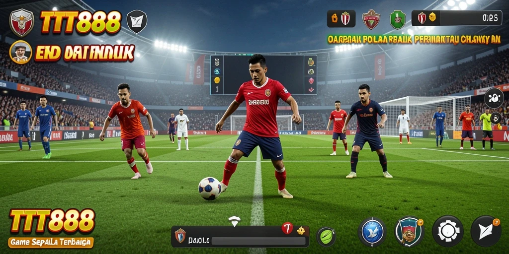 Tangkapan layar gameplay TTT888 dengan pergerakan pemain di lapangan sepak bola.
