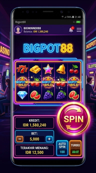 Tampilan utama aplikasi bigpot88 yang mudah dinavigasi.